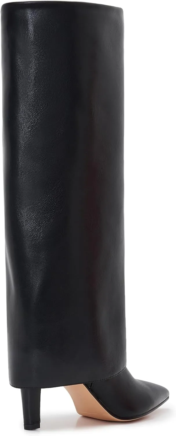 Wide Calf Kitten Heel Boots For Women Knee High pointed toe Tall Long boots Stiletto Heel Side Zipper