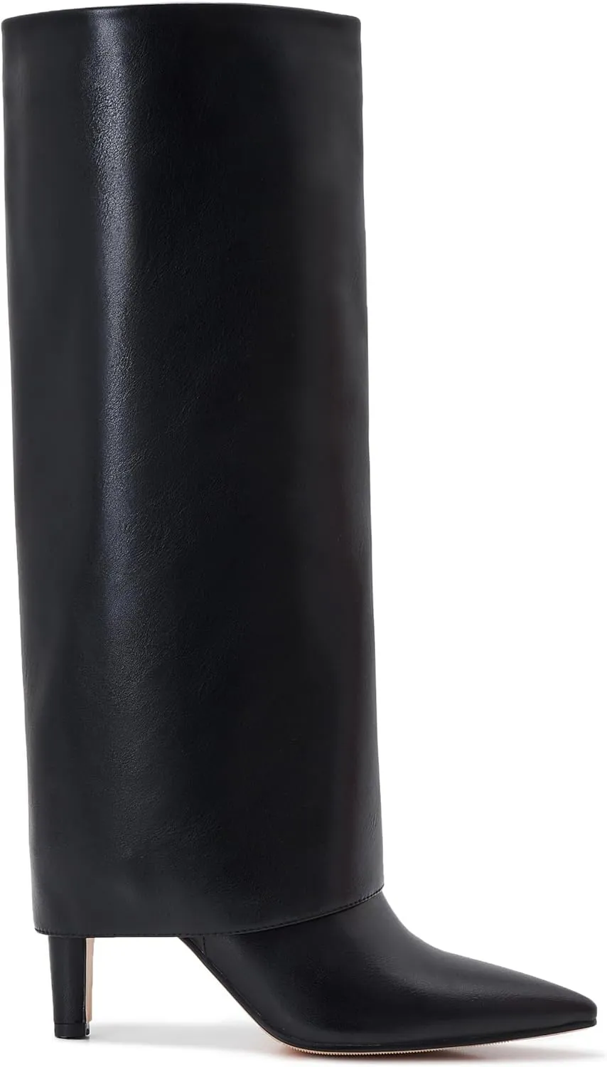 Wide Calf Kitten Heel Boots For Women Knee High pointed toe Tall Long boots Stiletto Heel Side Zipper