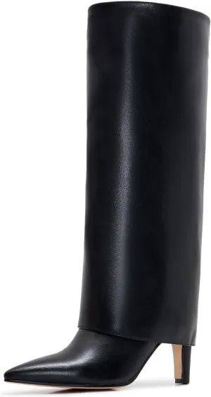 Wide Calf Kitten Heel Boots For Women Knee High pointed toe Tall Long boots Stiletto Heel Side Zipper