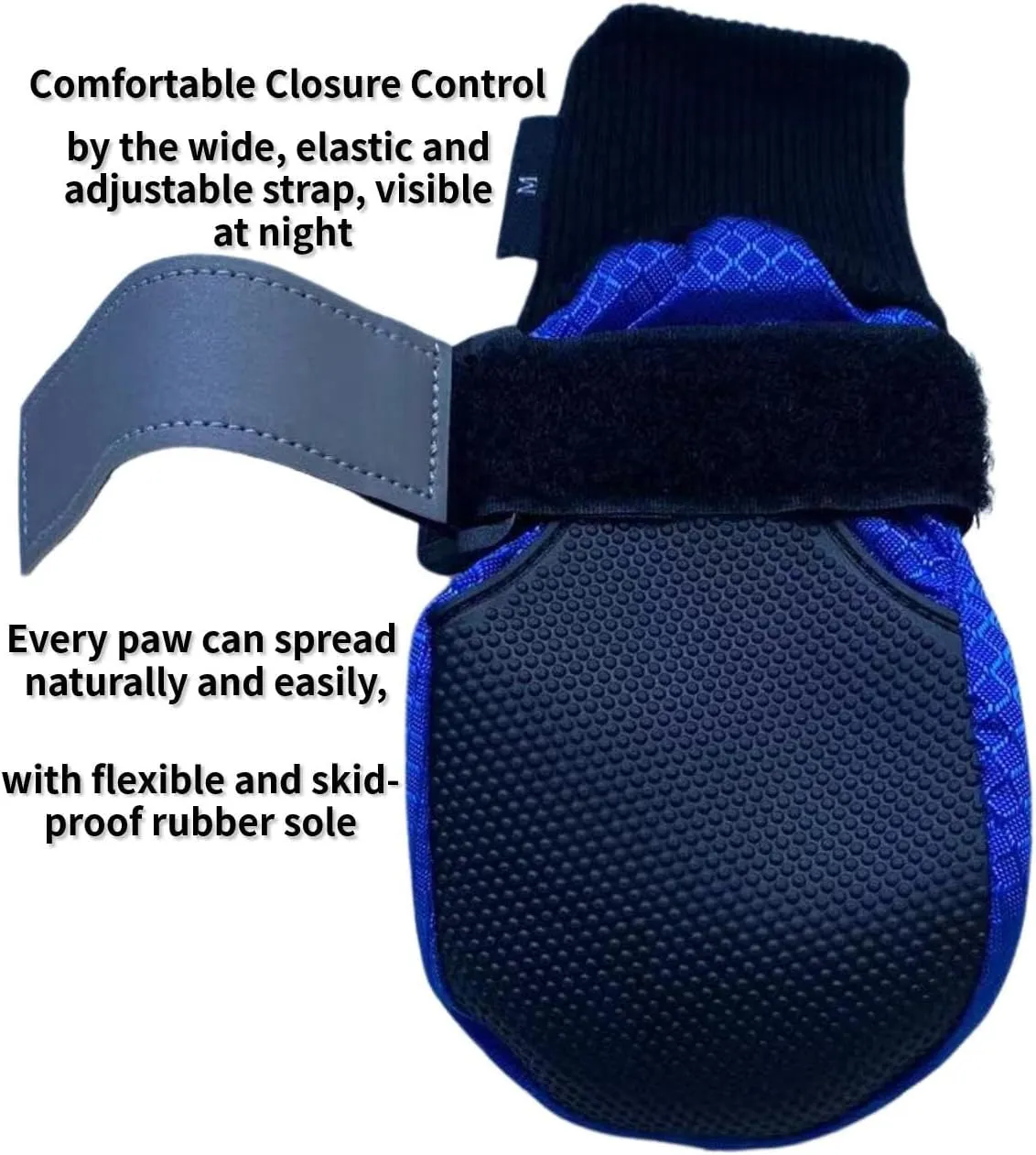 Winter Paw Protector Dog Boots Waterproof Soft Sole and Nonslip Set of 4 Color Blue Size Medium
