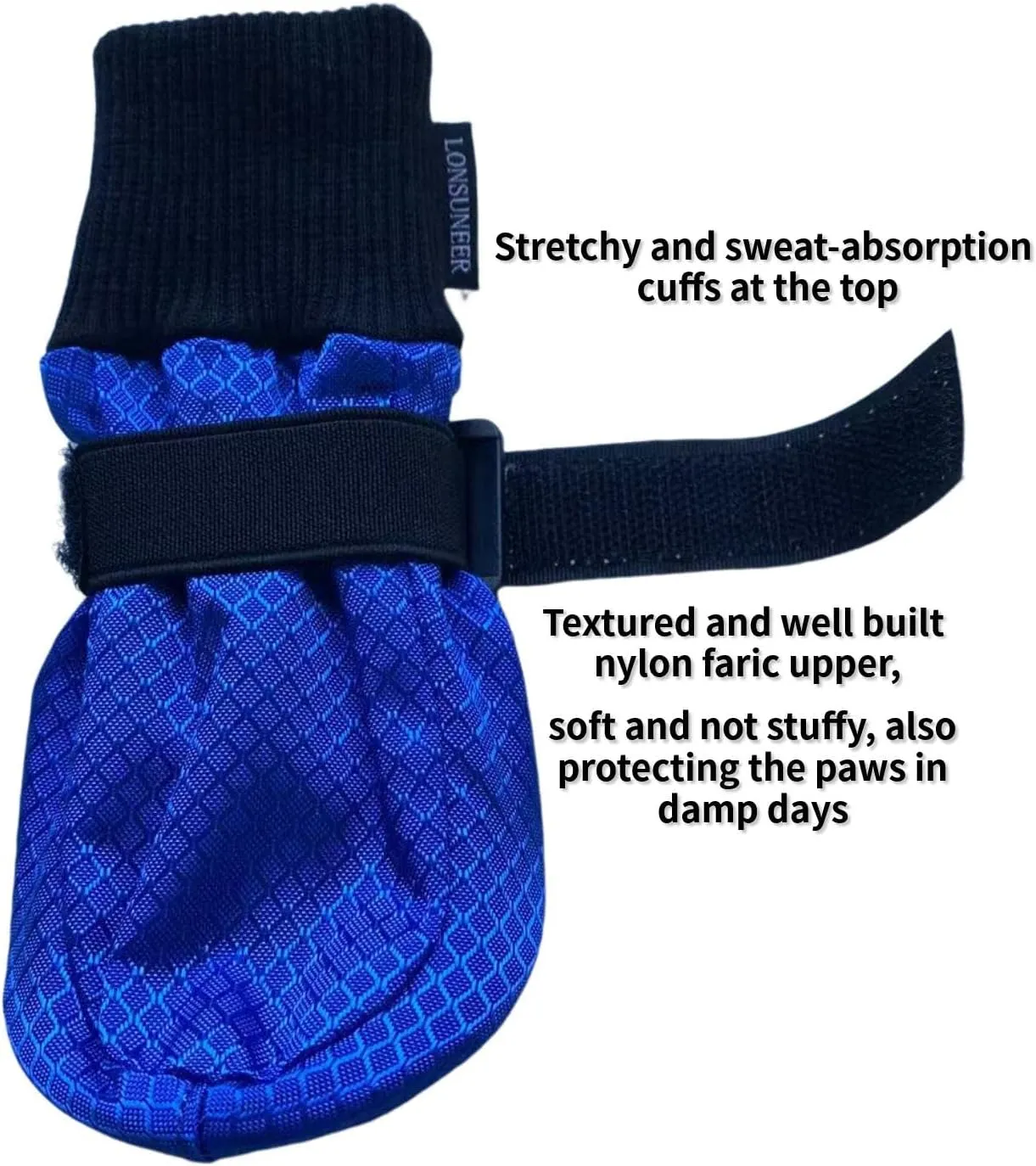 Winter Paw Protector Dog Boots Waterproof Soft Sole and Nonslip Set of 4 Color Blue Size Medium