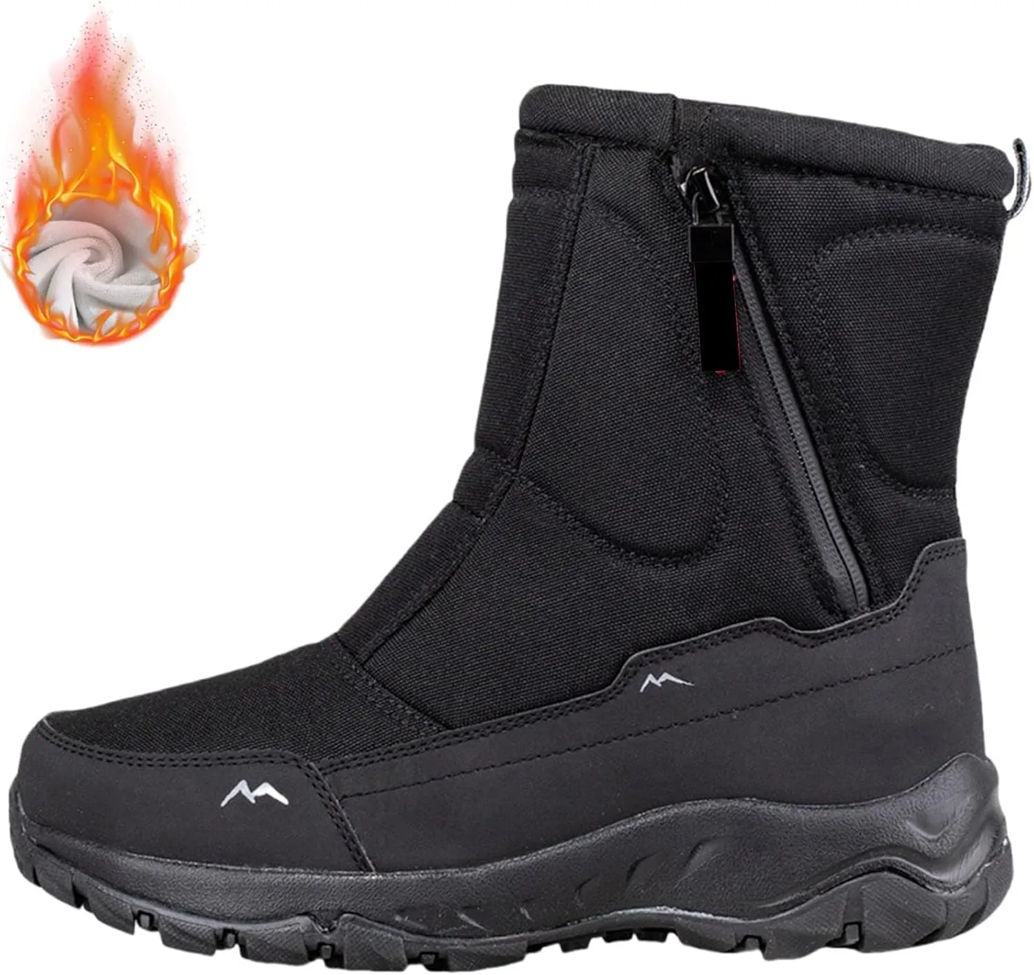Winter Shoes Men Snow Boots Waterproof Winter Boots Zipper Wide Toe Box Barefoot Boot Plush Lined Ankle Boots