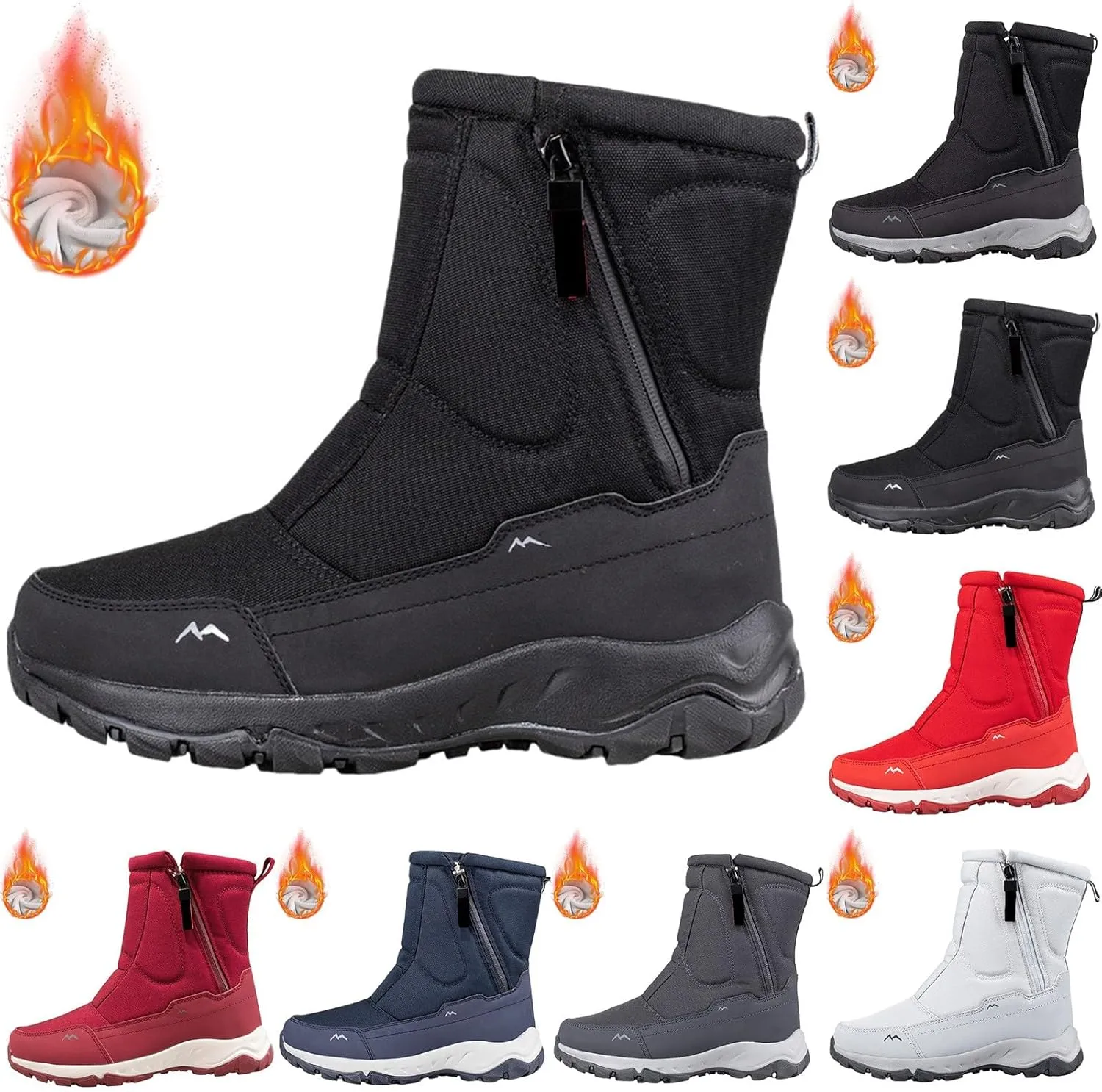Winter Shoes Men Snow Boots Waterproof Winter Boots Zipper Wide Toe Box Barefoot Boot Plush Lined Ankle Boots