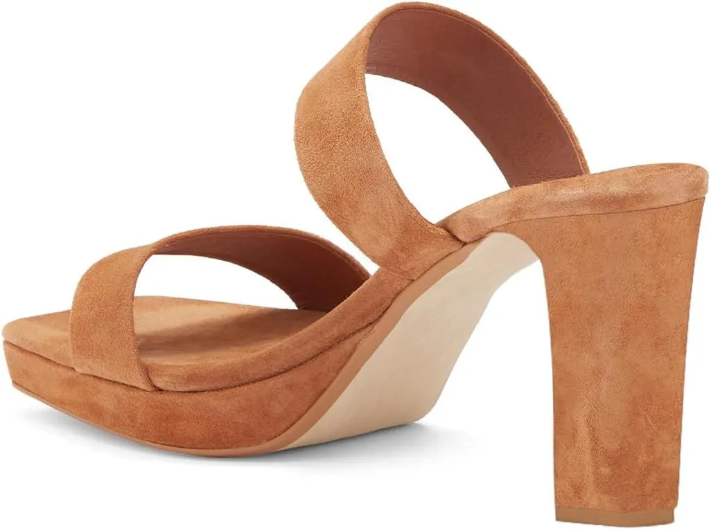 Women Comfortable Open Toe Double Straps Sandals Platform Slip On High Chunky Heel Slides Mules Indoor Party Dress Shoes Size 4-16 US