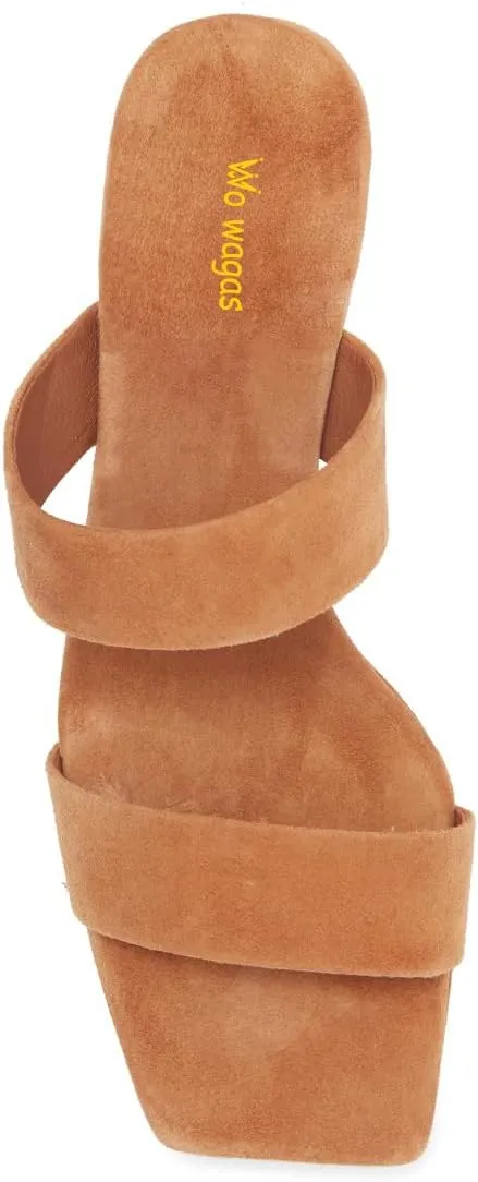 Women Comfortable Open Toe Double Straps Sandals Platform Slip On High Chunky Heel Slides Mules Indoor Party Dress Shoes Size 4-16 US