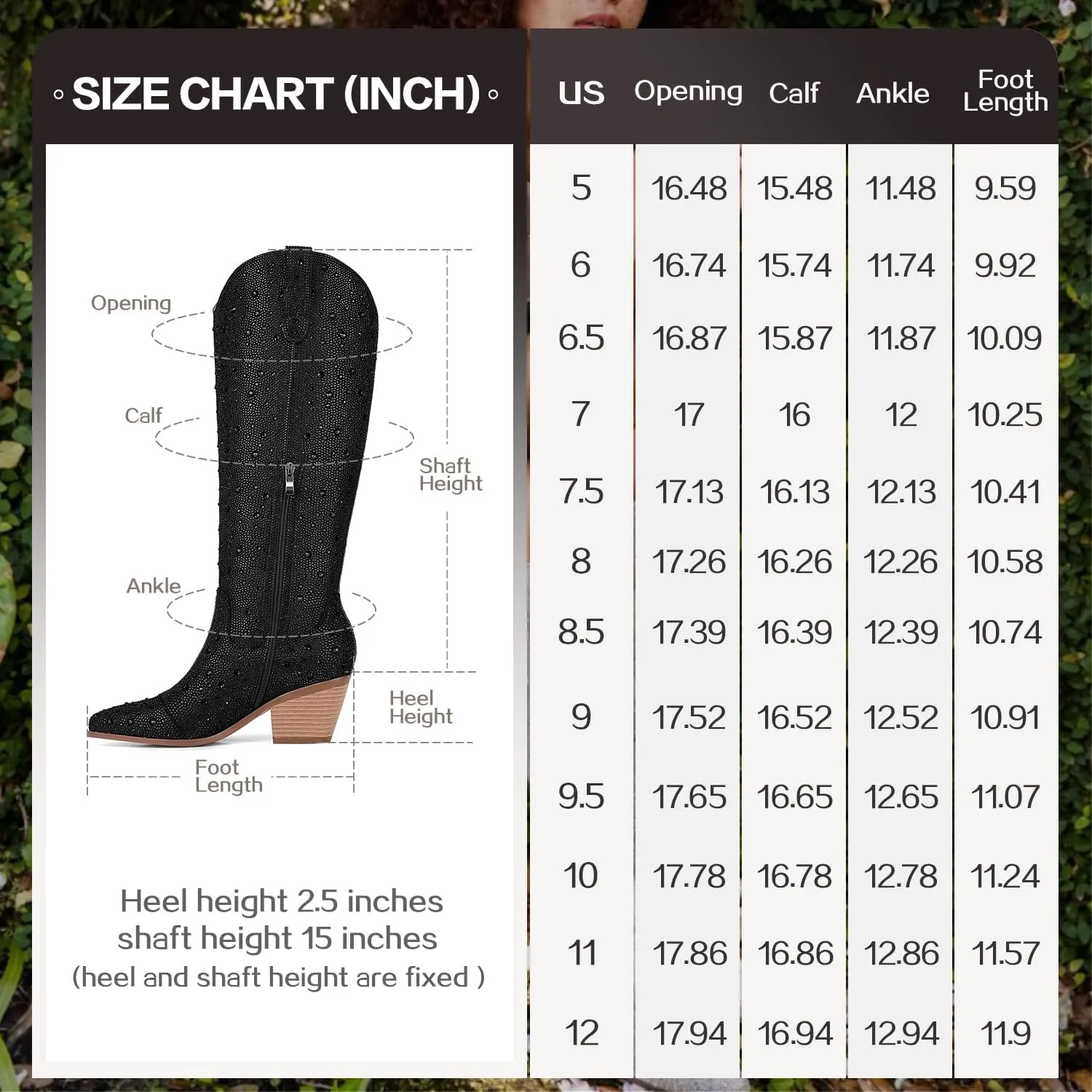 Women Cowboy Boots Cowgirl Rhinestone Mid Calf Western Boots Sparkly Glitter Boots Bling Pointed Toe Chunky Heel Pull On