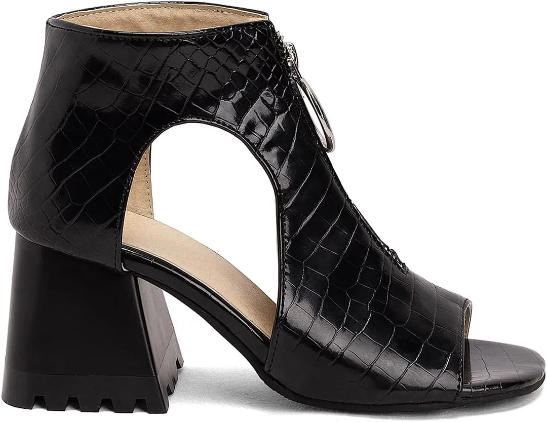 Women Heeled Sandals Peep Open Toe Ankle Boots Mid Chunky Block Heel Cutout Booties Sandals Zipper Lace Up Ankle Strap Dress Sandal Pumps Shoes Suede Crocodile Snakeskin Chic Size 4-15 M US