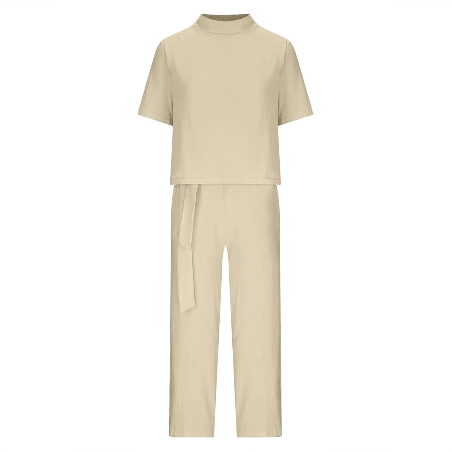 Women Linen Sets 2 Piece Outfits Fashion Travel Outfits Vacation Tracksuit Comfy Wide Leg Airport Loungewear
