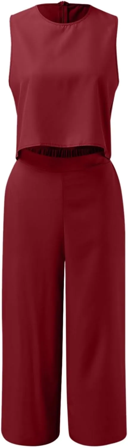 Women Linen Sets 2 Piece Outfits Summer Short Sleeve Top and Jogger Pants Sweatsuit Cute Pajama Lounge Wear