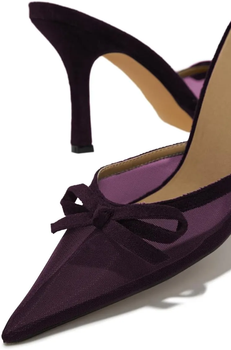Women Lovely Bows Pointy Toe Mesh Slides Sandals Slip On Stiletto High Heel Mules Comfy Indoor Prom Shoes Size 4-16 US