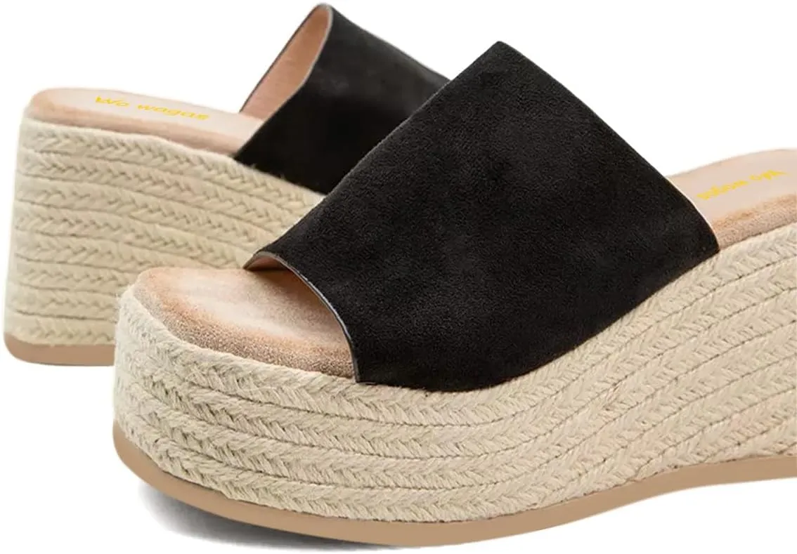 Women Platform Wedges Open Toe Espadrille Sandals Slip On High Heel Mules Comfy Summer Dress Slides Shoes Size 4-16 US