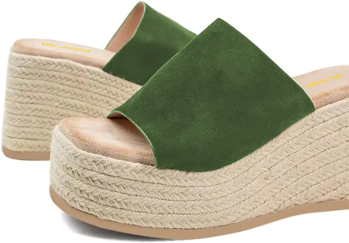 Women Platform Wedges Open Toe Espadrille Sandals Slip On High Heel Mules Comfy Summer Dress Slides Shoes Size 4-16 US