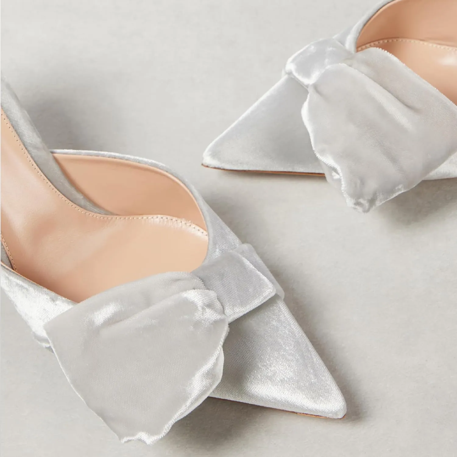 Women Pointed Toe Mules with Bow Elegant 3.5" Mid Stiletto High Heels Cute Slip-On Sandals for Designer Party Prom Dress Shoes