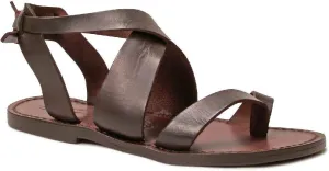 Women Sandals in Dark Brown Leather Handmade in Italy