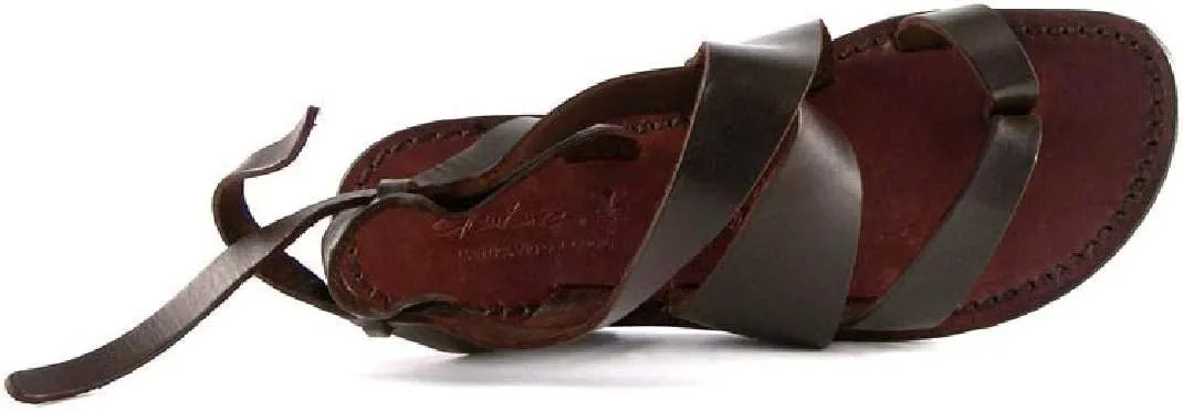 Women Sandals in Dark Brown Leather Handmade in Italy