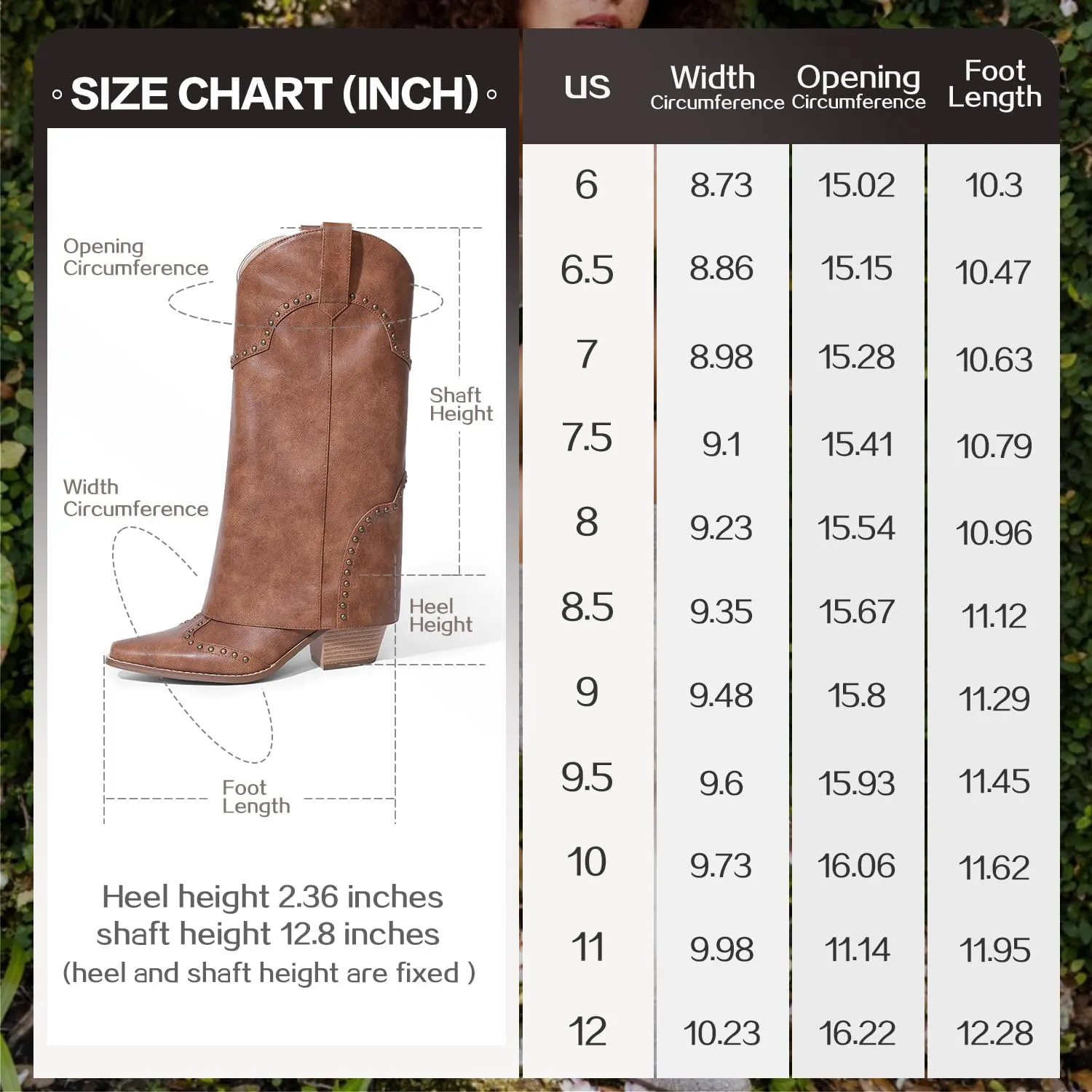 Women Shark Boots Fold Over Mid Calf Chunky Heel Snip Toe Cowboy Cowgirl Pull On Studded Boots for Women