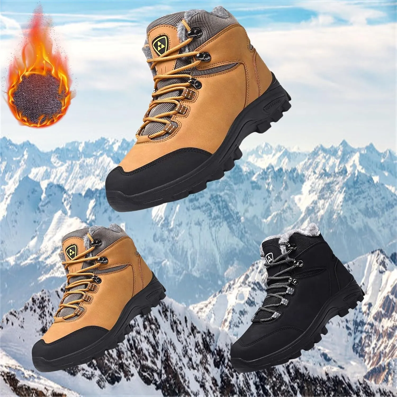 Women Snow Shoes Lace Up Womens Winter Walking Shoes for Men Wide Calf Platform Boots