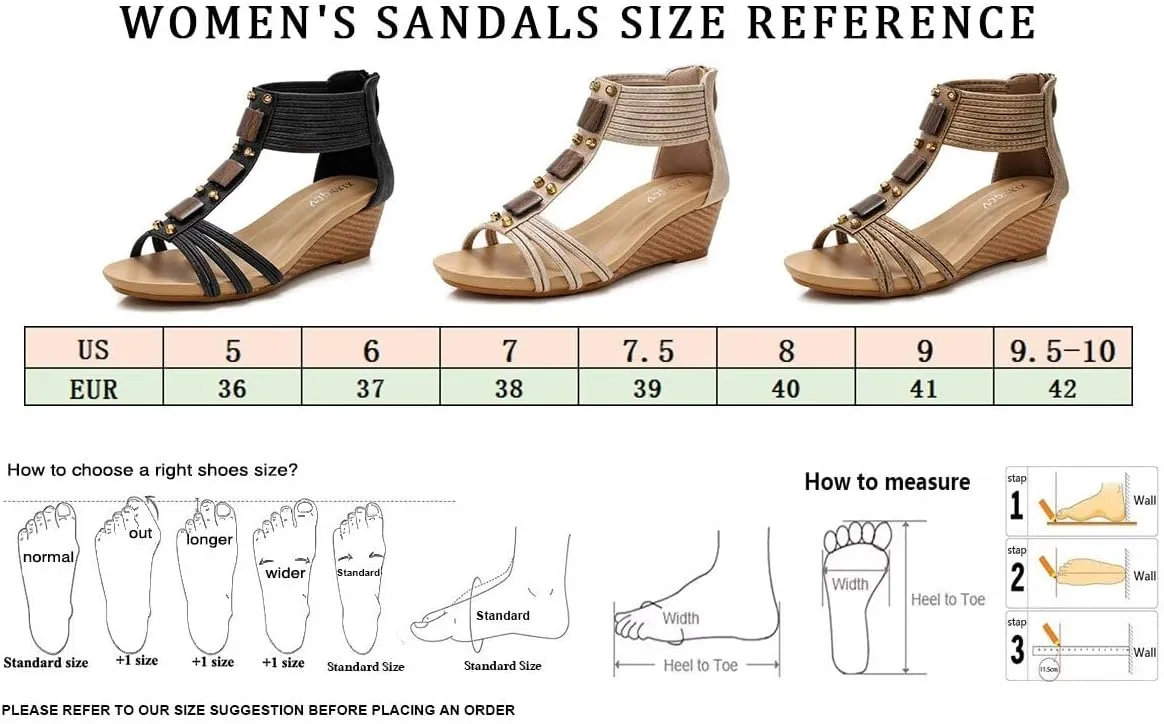 Women Wedge Sandals Summer Bohemian Roman High Heel Breathable Beach Sandals