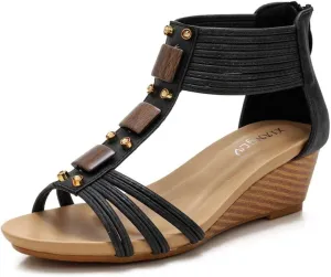 Women Wedge Sandals Summer Bohemian Roman High Heel Breathable Beach Sandals