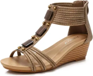 Women Wedge Sandals Summer Bohemian Roman High Heel Breathable Beach Sandals