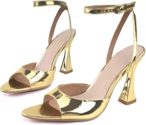 Women's Ankle Strap Fine Heeled Wedding Mesh Kitten Heels Sandals Pointed Open Toe Ankle Buckle Strap Summer Dress Shoes