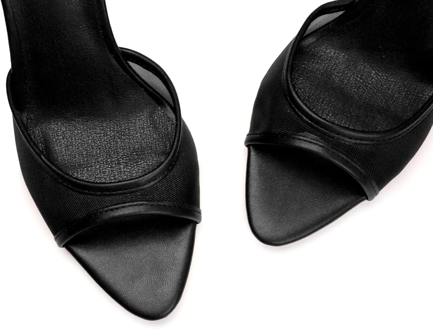 Women's Ankle Strap Fine Heeled Wedding Mesh Kitten Heels Sandals Pointed Open Toe Ankle Buckle Strap Summer Dress Shoes