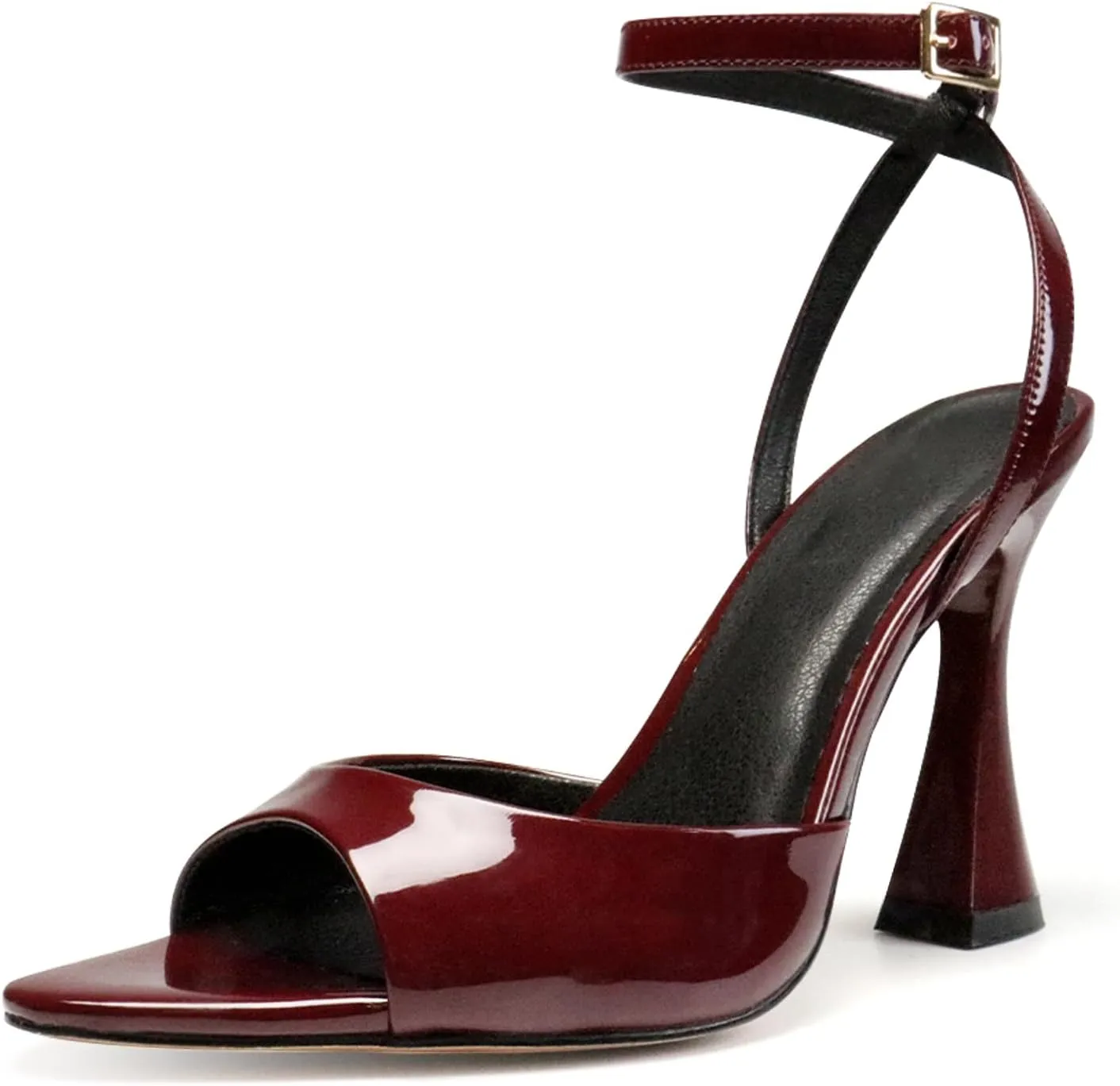 Women's Ankle Strap Fine Heeled Wedding Mesh Kitten Heels Sandals Pointed Open Toe Ankle Buckle Strap Summer Dress Shoes