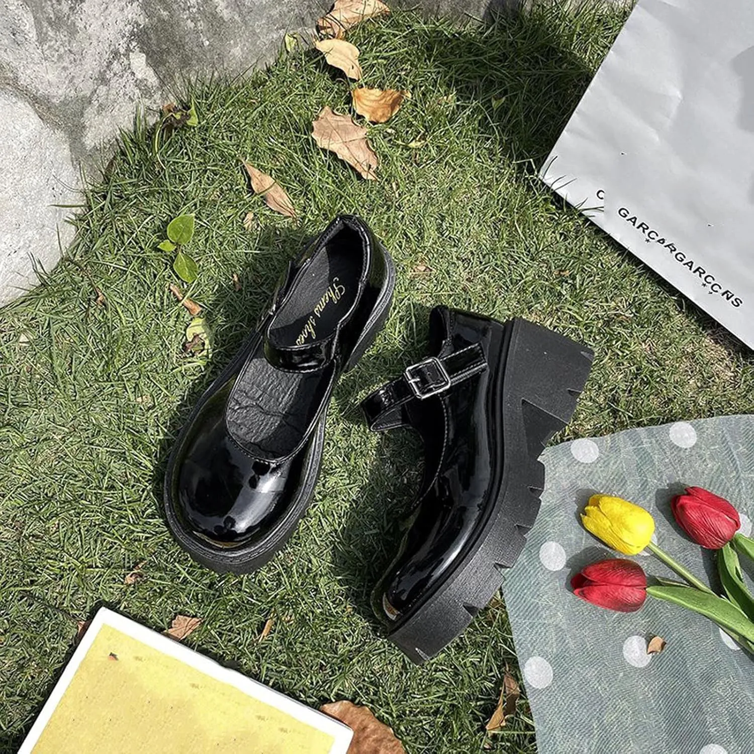 Women's Ankle Strap Mary Janes Summer Fashion Platform High Heel Chunky Pumps Oxford Dress Shoes Vintage Cosplay Girls Students British Shoes
