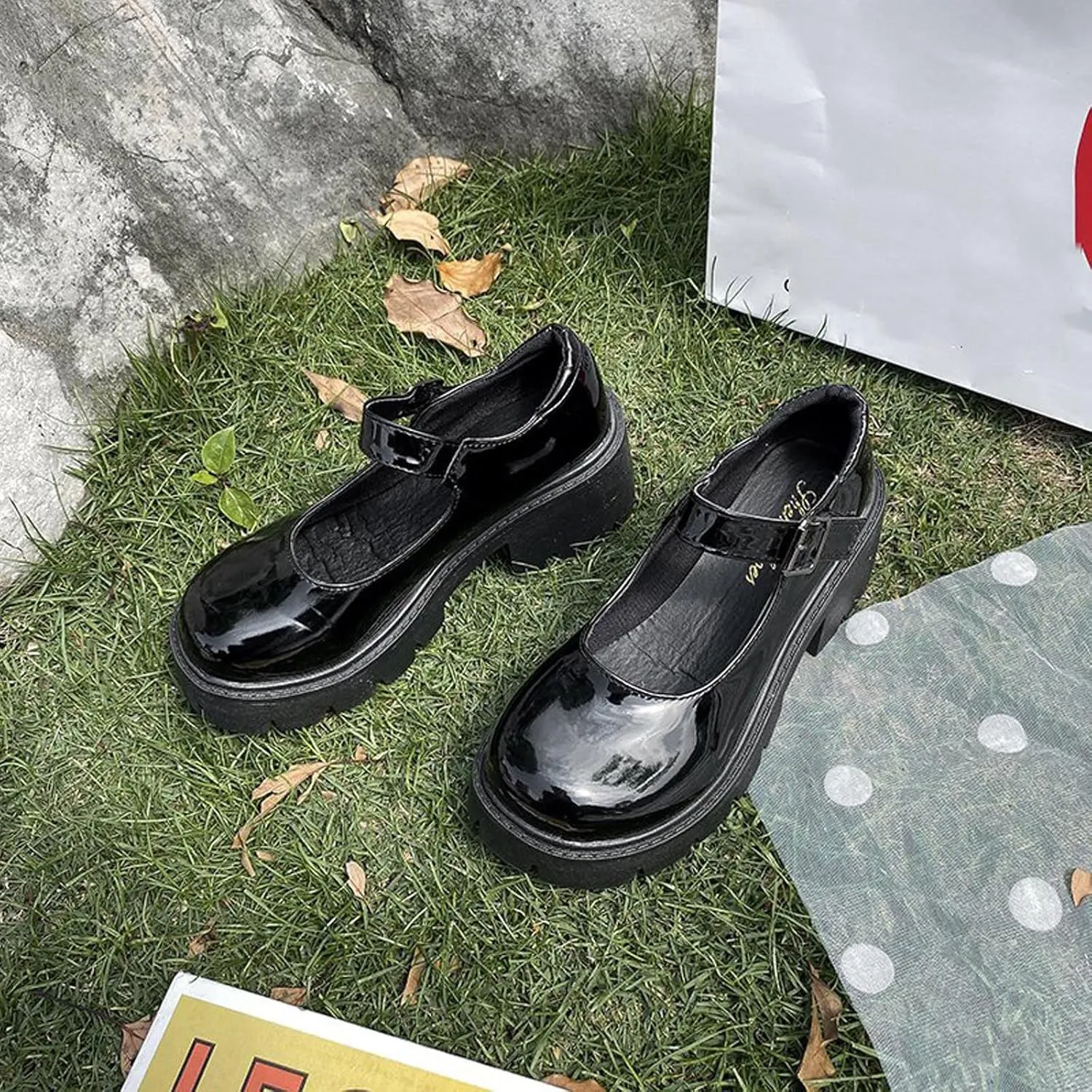 Women's Ankle Strap Mary Janes Summer Fashion Platform High Heel Chunky Pumps Oxford Dress Shoes Vintage Cosplay Girls Students British Shoes