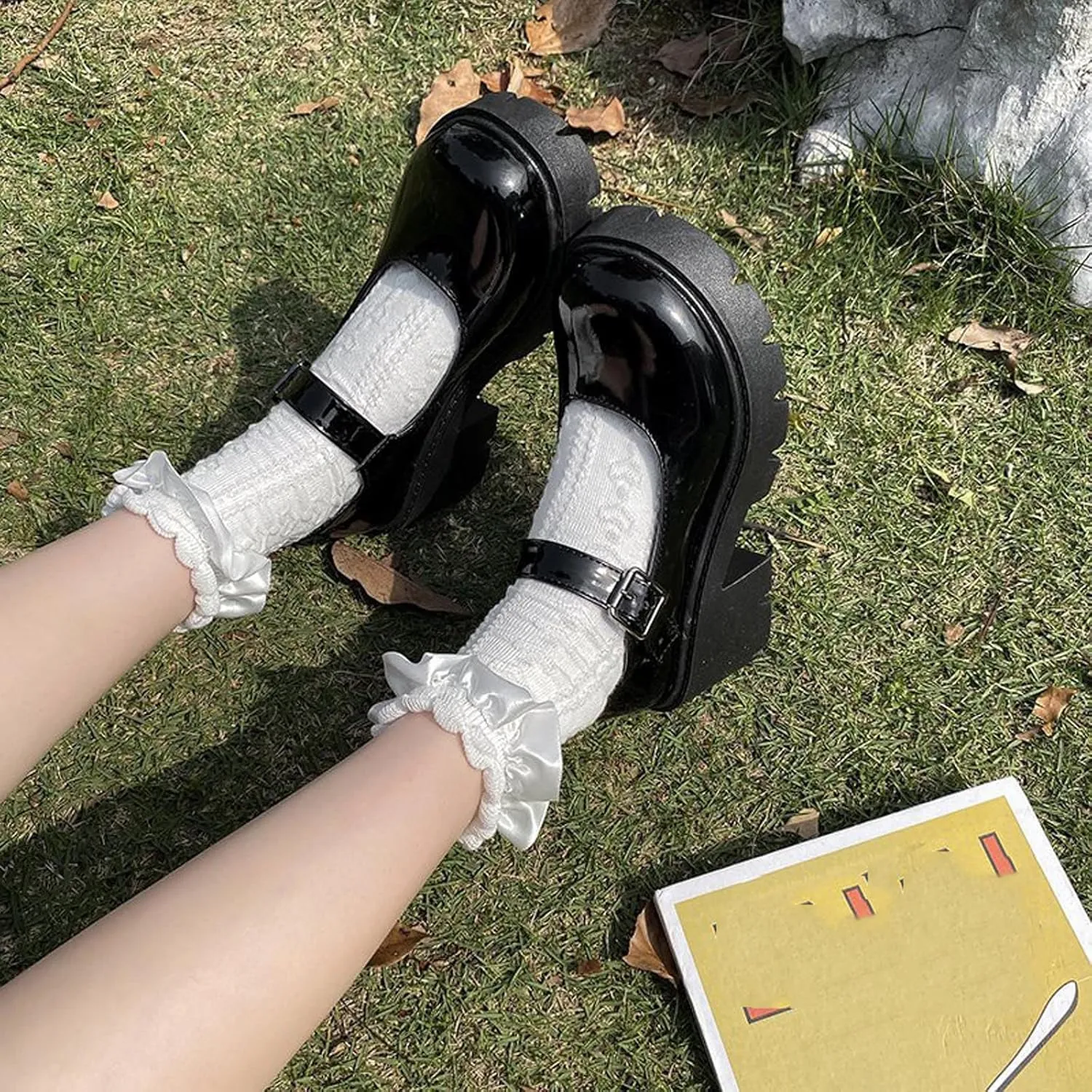 Women's Ankle Strap Mary Janes Summer Fashion Platform High Heel Chunky Pumps Oxford Dress Shoes Vintage Cosplay Girls Students British Shoes