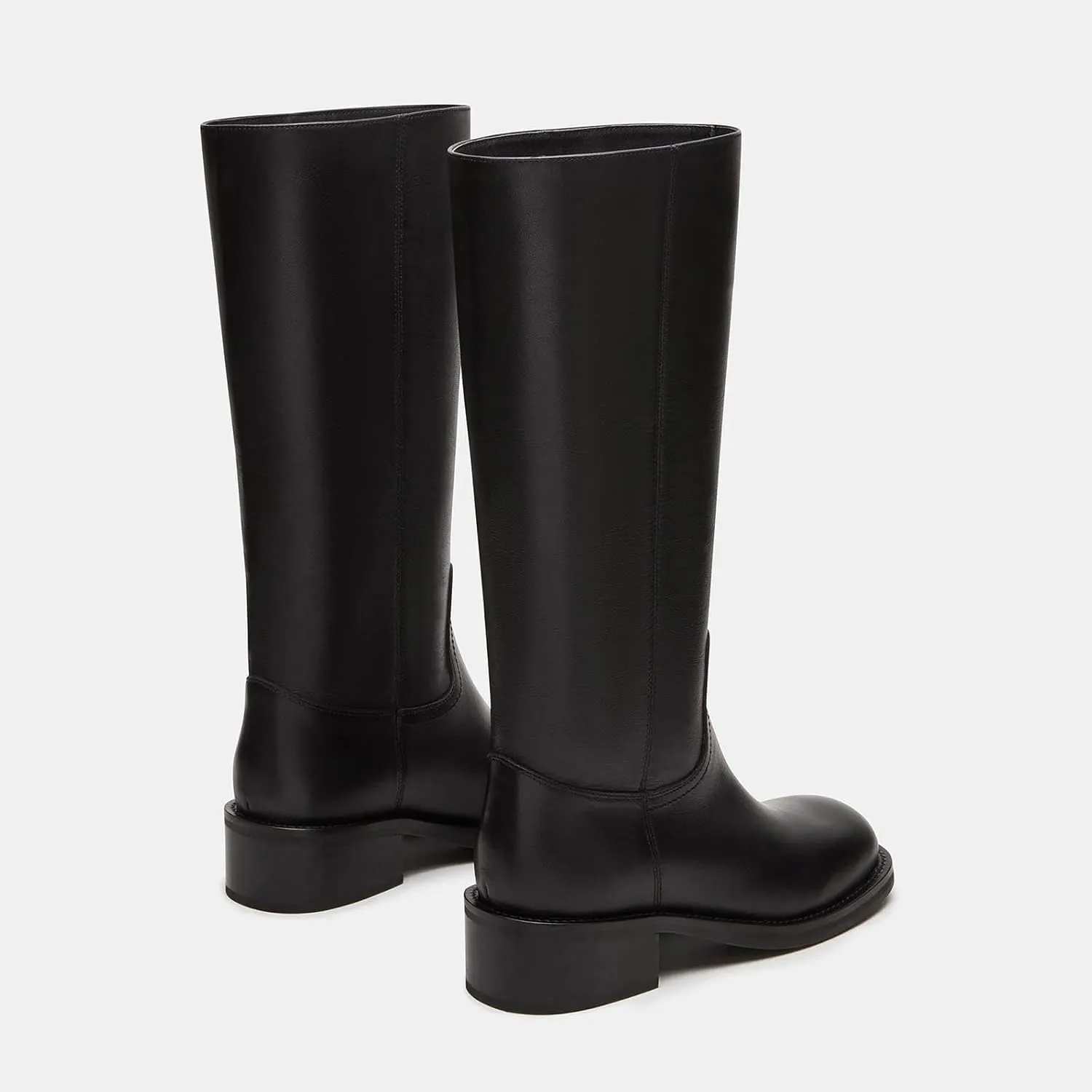 Women's Banana Knee High Boots Square Toe Chunky Block Heel Long Boots for Women Comfortable Low Heel Pull on Wide Calf Riding Boots