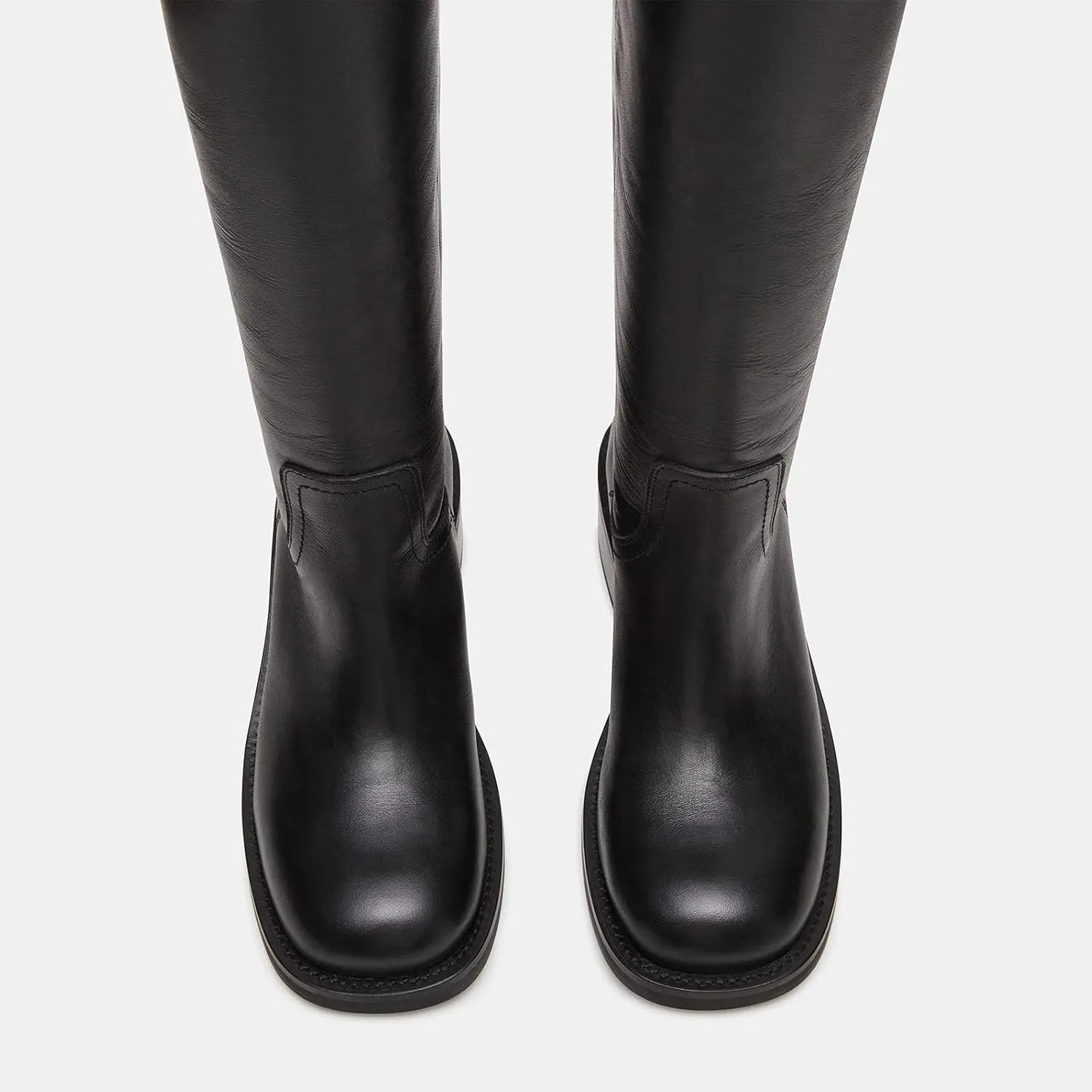 Women's Banana Knee High Boots Square Toe Chunky Block Heel Long Boots for Women Comfortable Low Heel Pull on Wide Calf Riding Boots