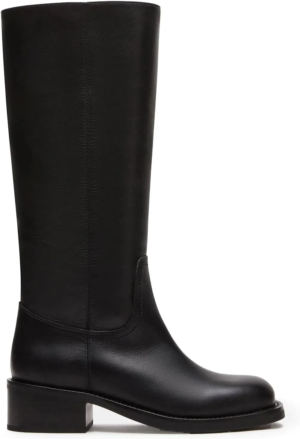 Women's Banana Knee High Boots Square Toe Chunky Block Heel Long Boots for Women Comfortable Low Heel Pull on Wide Calf Riding Boots