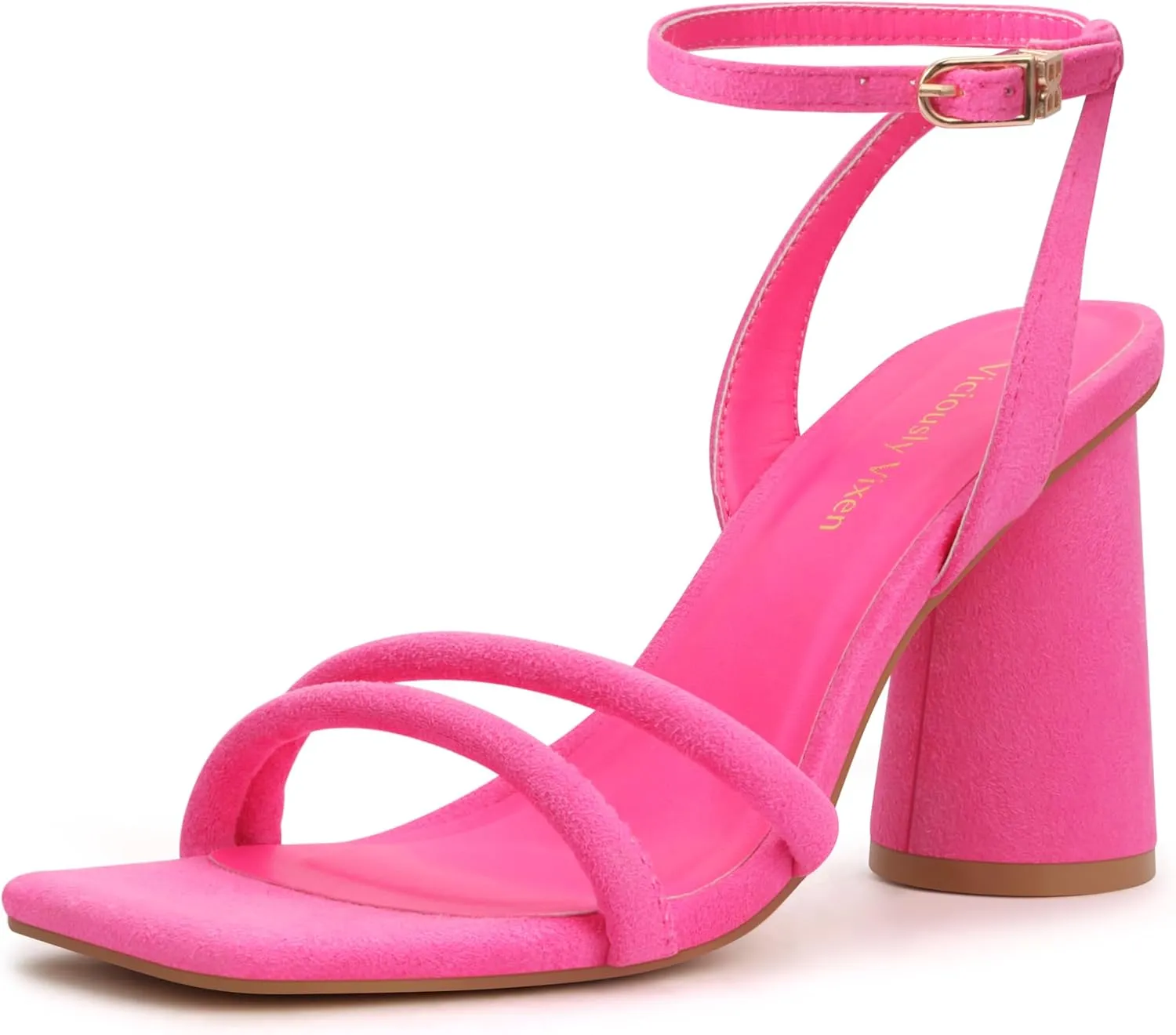 Women's Block High Heels Square Toe Heeled Sandals Ankle Strap Shoes