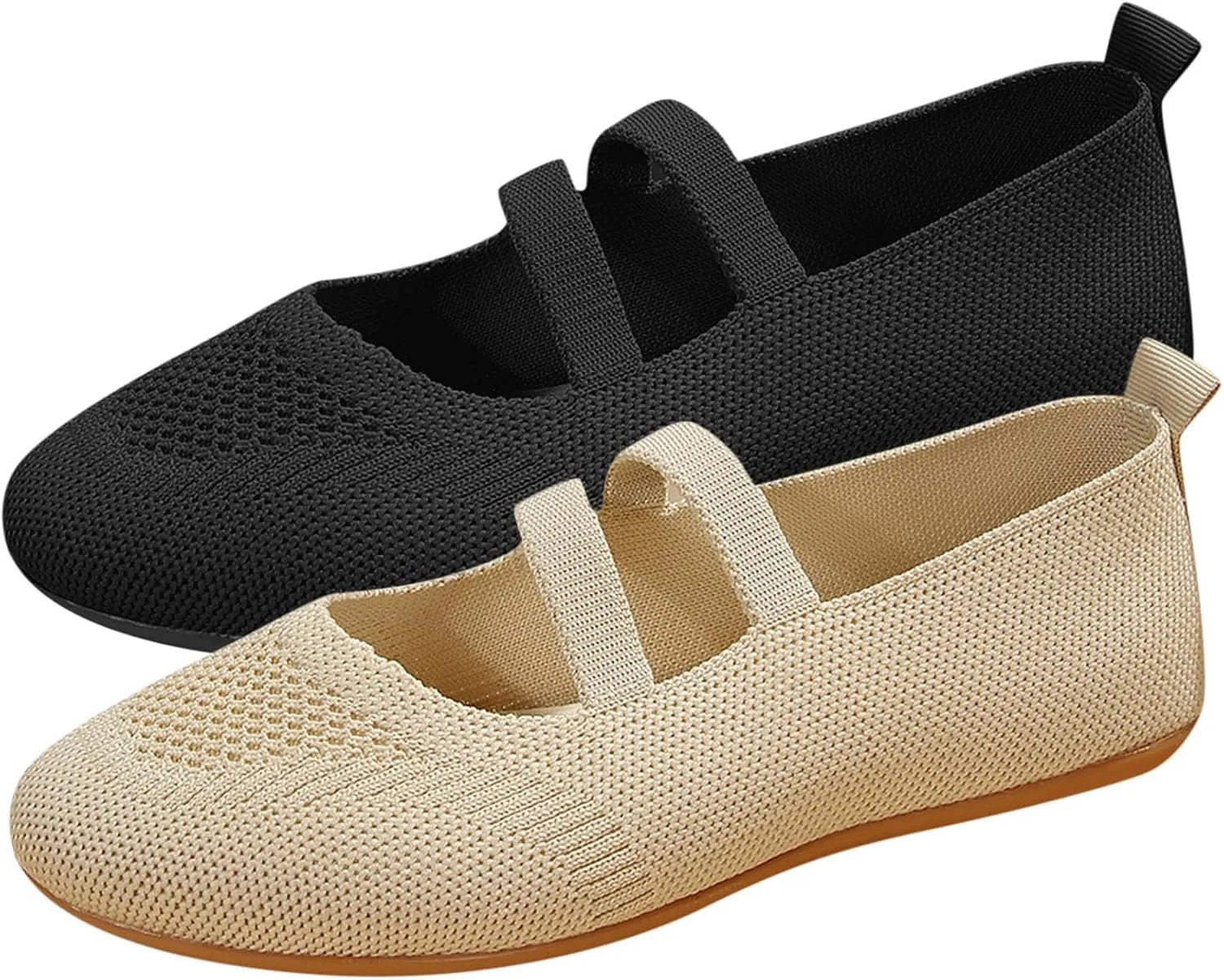 Womens Breathable Mesh Knitted Flats Shoe Walking Shoes Fashion Soft Sole Casual Shoes for Vacation Ballet Flat