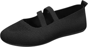 Womens Breathable Mesh Knitted Flats Shoe Walking Shoes Fashion Soft Sole Casual Shoes for Vacation Ballet Flat