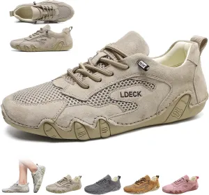 Women's Breathable Mesh Walking Sneakers Outdoor Non-Slip Ultralight Beck Shoes for Commuting, Biking & Driving Trail Hiking Barefoot Shoes(Khaki,US 7.5)