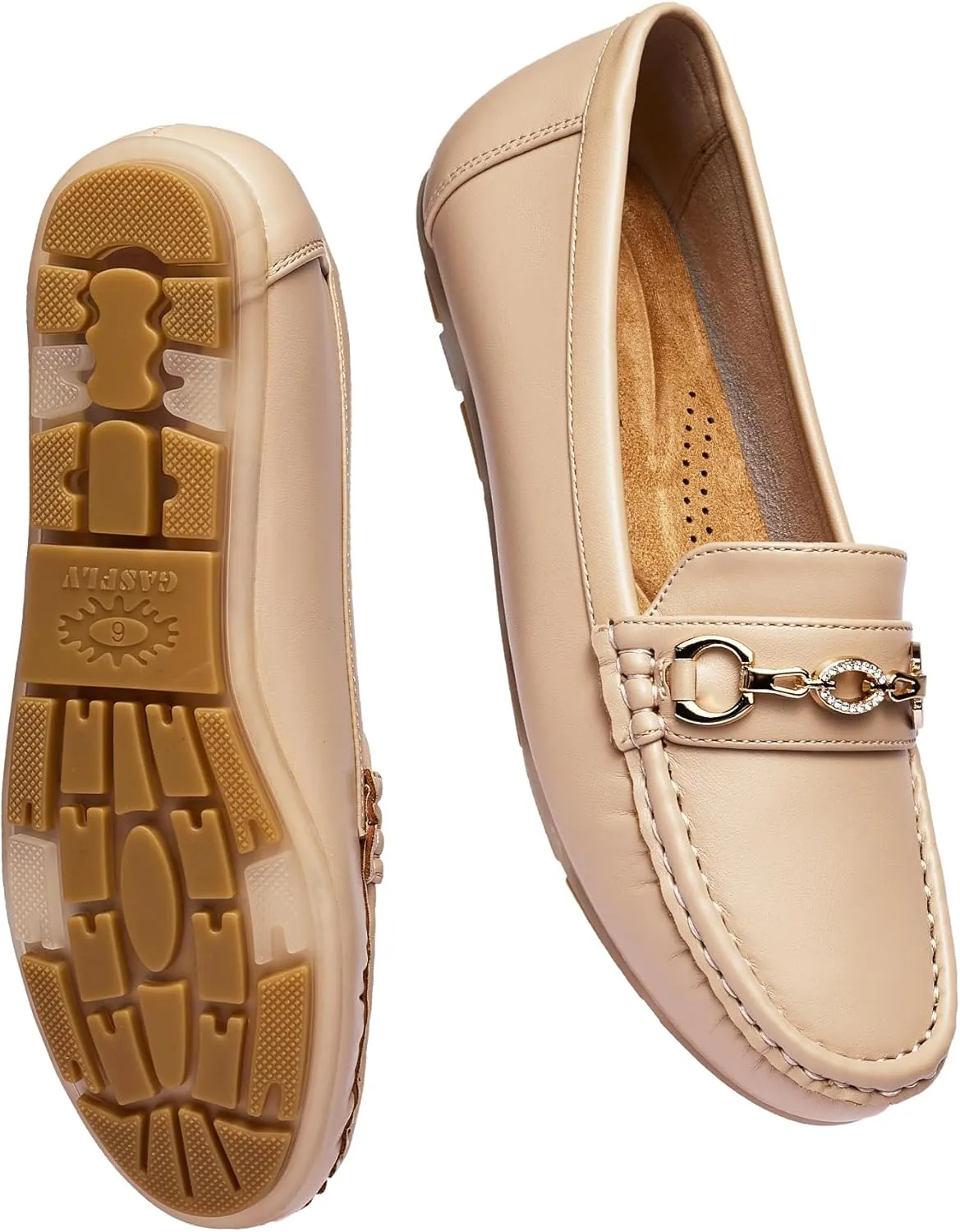 Women's Business Loafers Work Casual Flats Shoes Lightweight Penny PU Leather Slip On Walking Shoes