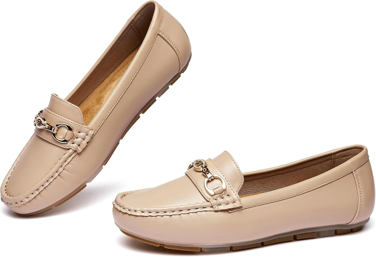 Women's Business Loafers Work Casual Flats Shoes Lightweight Penny PU Leather Slip On Walking Shoes