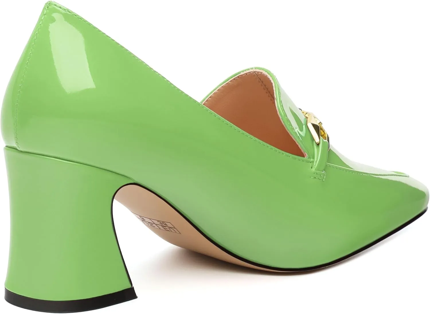 Womens Chunky Block Mid Heel,Patent Square Toe Pumps Slip-on Loafers Shoes Office Basic Classic Shoes 2.5IN