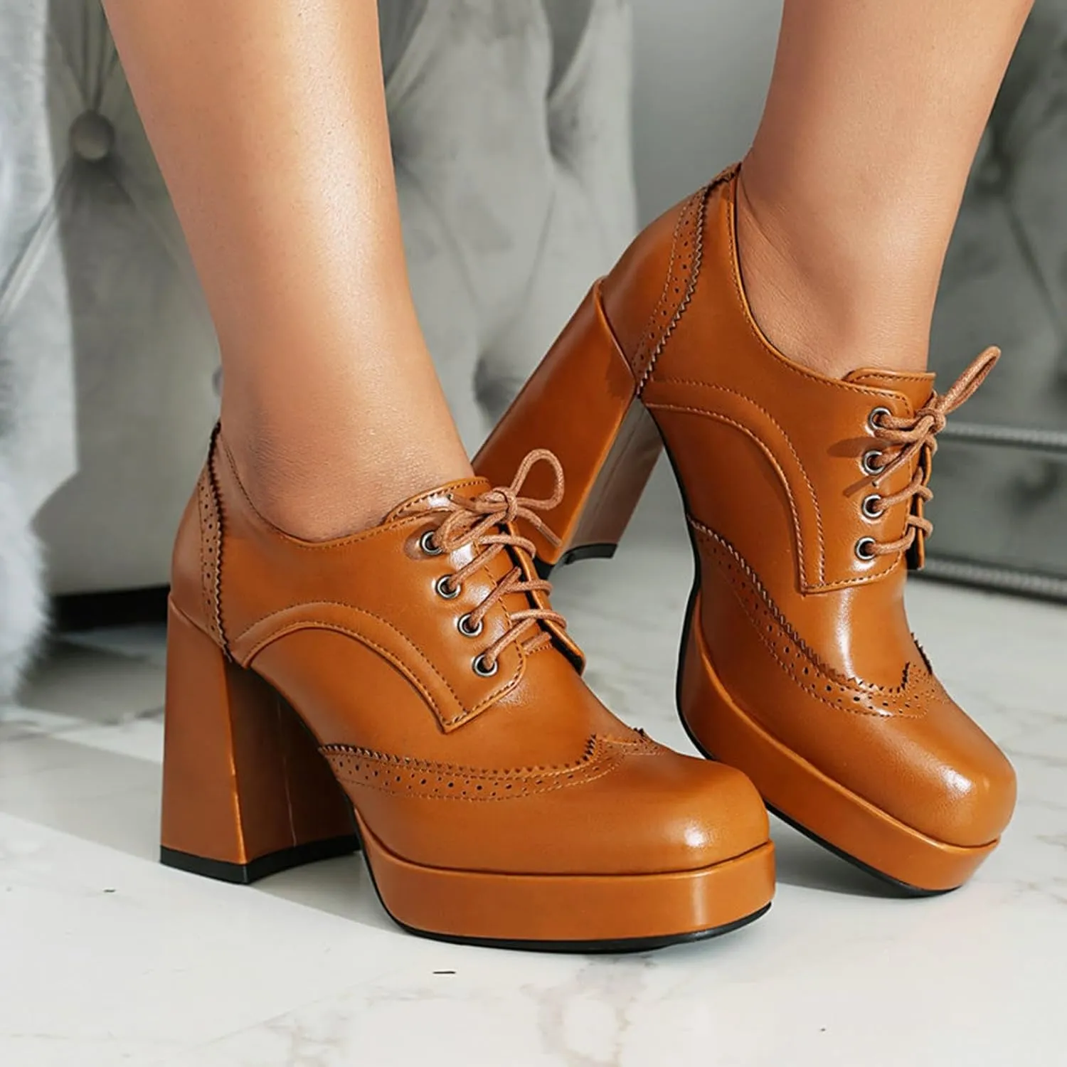 Women's Chunky Heel Wedges Comfortable Square Toe Retro Shoes for Casual Vacation Outfits