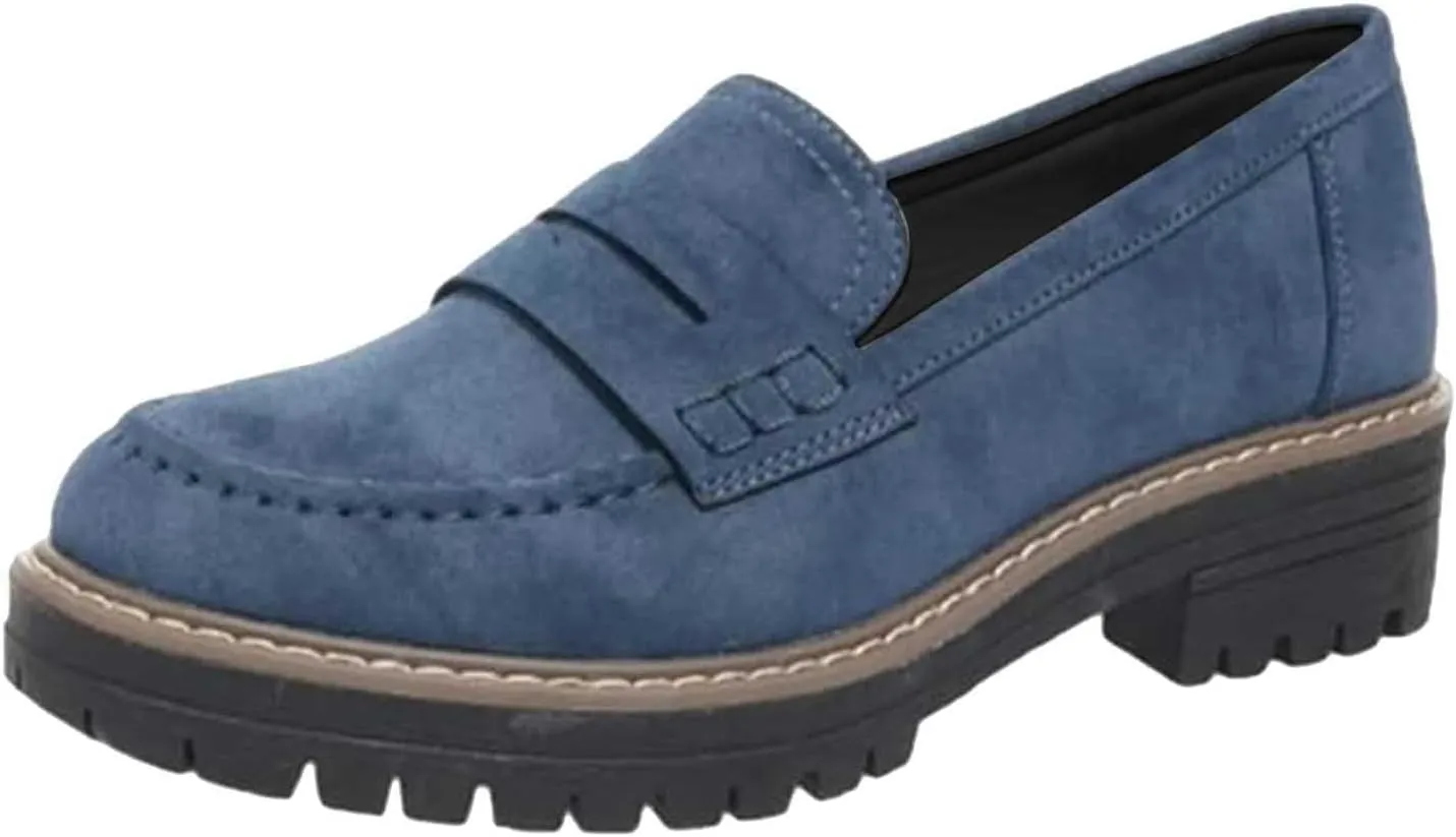 Womens Chunky Loafers Platform Work Shoes Dress Penny Loafers Comfortable Office Shoes Casual Leather Shoes