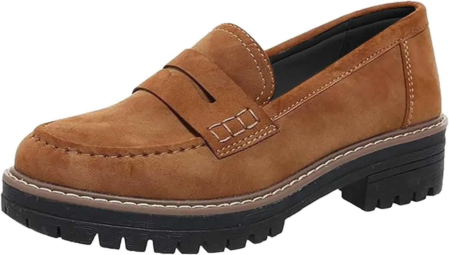 Women's Chunky Loafers Slip On Loafers Business Casual Shoes Dressy Platform Loafers Fashion Outfit Loafer Shoes