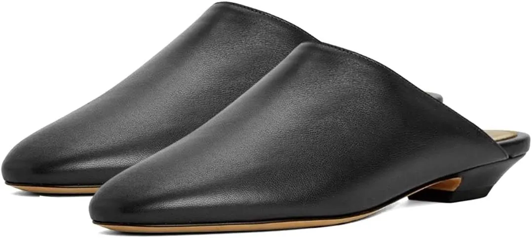 Women’s Classic Mules Chunky Low Heel Slippers Slip On Flats Round Toe Shoes Indoor Outdoor Daily Size 4-16 US