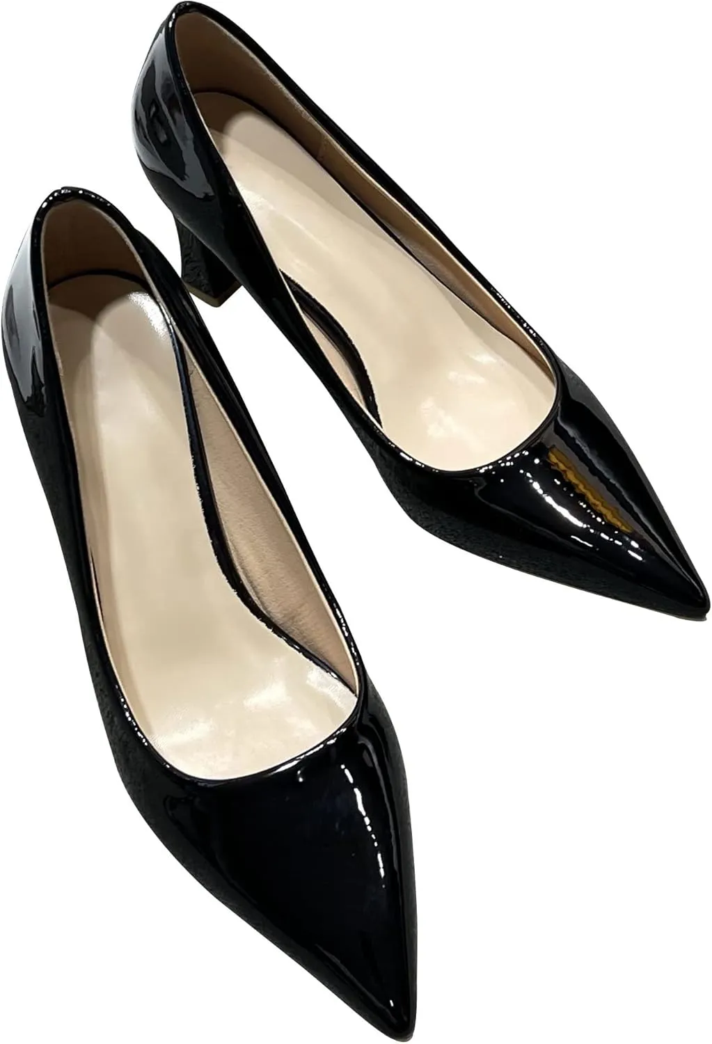 Women's Closed Pointed Toe Chunky Block High Heels Slip On Office Wedding Dress Pumps Shoes for Women 3 Inches