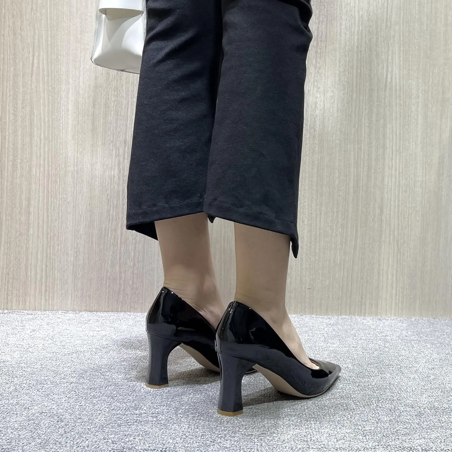 Women's Closed Pointed Toe Chunky Block High Heels Slip On Office Wedding Dress Pumps Shoes for Women 3 Inches