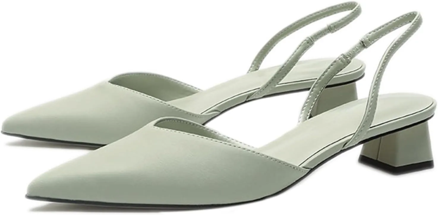 Women's Closed Pointed Toe Low Block Heel Sandal,Fashion Ankle Strap Lightweight Anti-slip Slip On Summer Slingback Mules slides for Wedding Dress Office Work