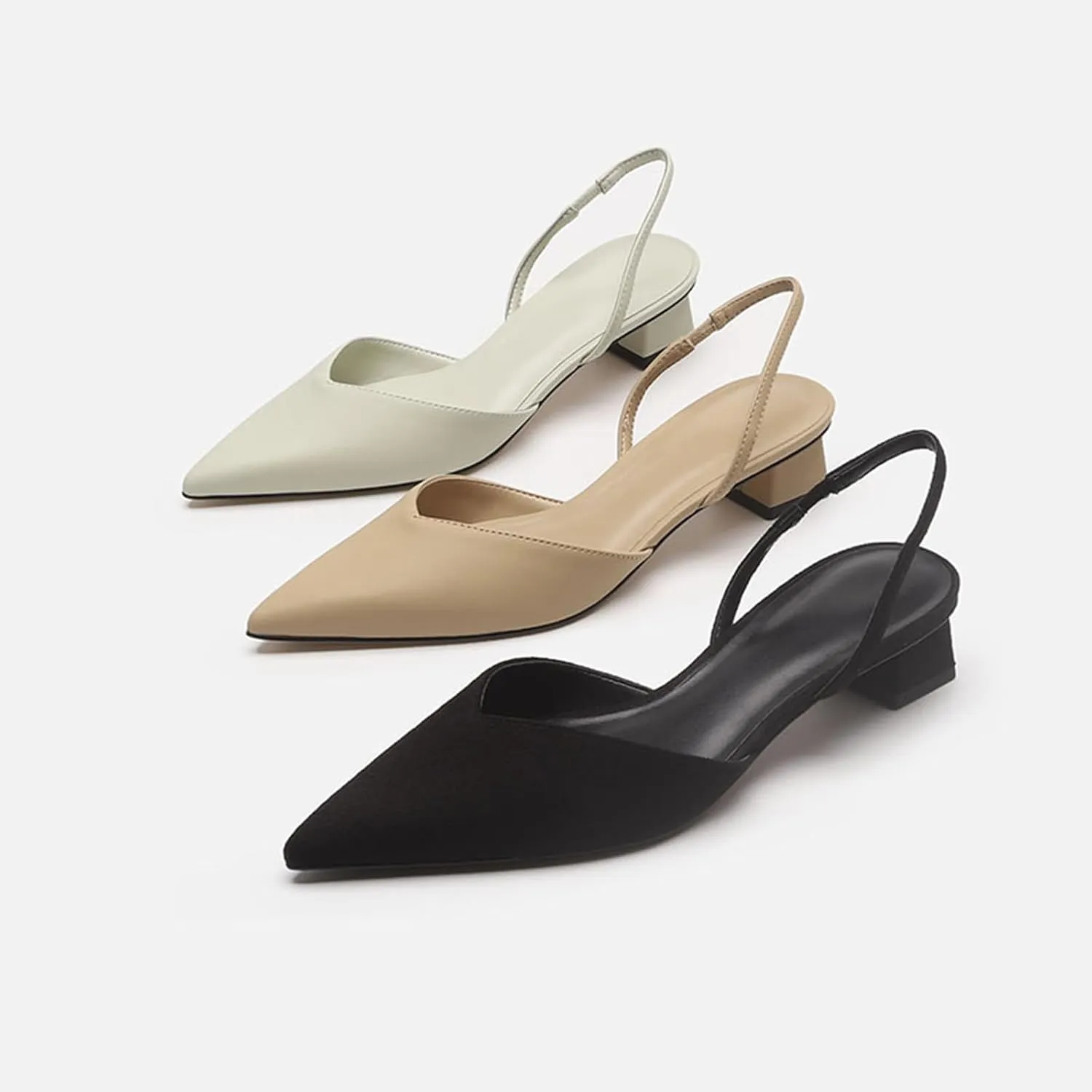 Women's Closed Pointed Toe Low Block Heel Sandal,Fashion Ankle Strap Lightweight Anti-slip Slip On Summer Slingback Mules slides for Wedding Dress Office Work