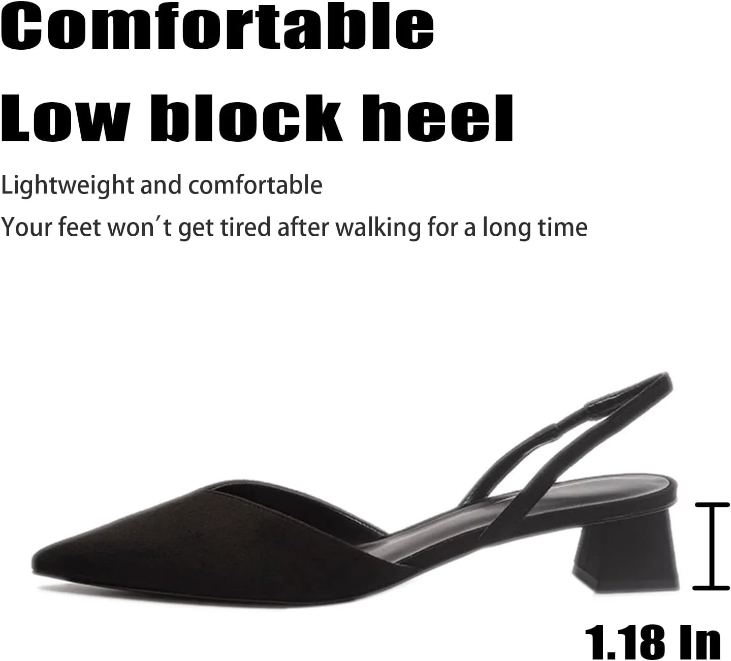 Women's Closed Pointed Toe Low Block Heel Sandal,Fashion Ankle Strap Lightweight Anti-slip Slip On Summer Slingback Mules slides for Wedding Dress Office Work