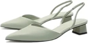Women's Closed Pointed Toe Low Block Heel Sandal,Fashion Ankle Strap Lightweight Anti-slip Slip On Summer Slingback Mules slides for Wedding Dress Office Work